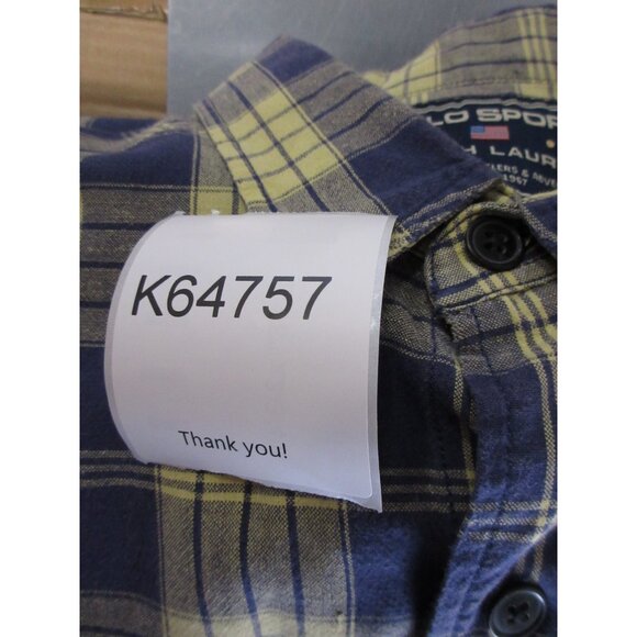 VINTAGE Ralph Lauren Polo Sport Shirt Large Linen Blend Button Up Plaid - Picture 11 of 11